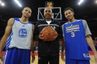 BEIJING, CHINA - OCTOBER 14: Stephen Curry #30, Dell Curry and Seth Curry of the Golden State Warriors pose for a photo after practice as part of 2013 Global Games on October 14, 2013 at the MasterCard Center in Beijing, China. NOTE TO USER: User expressly acknowledges and agrees that, by downloading and/or using this photograph, user is consenting to the terms and conditions of the Getty Images License Agreement.  Mandatory Copyright Notice: Copyright 2013 NBAE (Photo by Andrew D. Bernstein/NBAE via Getty Images)