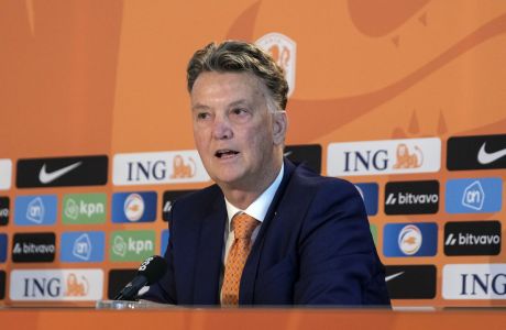 Netherlands coach Louis van Gaal meets the media to announce the Netherlands World Cup 2022 squad, at the KNVB Campus in Zeist, Netherlands, Friday, Nov. 11, 2022. (AP Photo/Patrick Post)