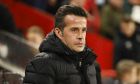 Fulham's head coach Marco Silva ahead of the English Premier League soccer match between Brentford and Fulham at Brentford Community Stadium in Brentford, West London, Monday, March 6, 2023. (AP Photo/David Cliff)