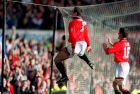01-10-95 ... Manchester United v Liverpool ... United's Eric Cantona celebrates after scoring the 2nd goal from the spot ... PicMathew Ashton/EMPICS