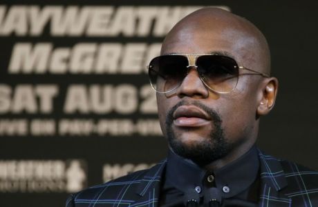Floyd Mayweather Jr. speaks during a news conference Wednesday, Aug. 23, 2017, in Las Vegas. Mayweather is scheduled to fight Conor McGregor in a boxing match Saturday in Las Vegas. (AP Photo/John Locher)