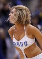 A member of the Dallas Mavericks dancers performs during an NBA basketball game against the Portland Trail Blazers Monday, Nov. 5, 2012, in Dallas. The Mavericks defeated the Trail Blazers 114-91. (AP Photo/Tony Gutierrez)