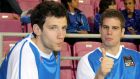 Ο Χάρης Γιαννόπουλος και ο Γιώργος Μπόγρης στο πλαίσιο του All Star Game 2009-2020 στα 'Δύο Αοράκια' της Αλικαρνασσού, Σάββατο 13 Μαρτίου 2010