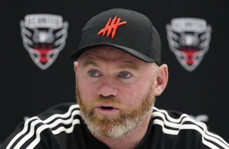 D.C. United head coach Wayne Rooney speaks during an MLS soccer news conference at the team's practice facility in Leesburg, Va., Thursday, Aug. 11, 2022. (AP Photo/Patrick Semansky)