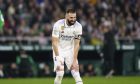Real Madrid's Karim Benzema gestures during the Spanish La Liga soccer match between Real Betis and Real Madrid at the Benito Villamarin stadium in Seville, Spain, Sunday, March 5, 2023. (AP Photo/Jose Breton)