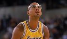 LOS ANGELES - 1987:  Kareem Abdul-Jabbar #33 of the Los Angeles Lakers shoots a free throw during an NBA game at the Great Western Forum in Los Angeles, California in 1987. (Photo by: Mike Powell/Getty Images) (Via MerlinFTP Drop)