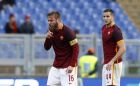 Romas Daniele De Rossi, left, and his teammate Kostas Manolas wait for referee's whistle after Atalantas Alejandro Gomez scored during a Serie A soccer match between Roma and Atalanta, at Rome's Olympic stadium, Sunday, Nov. 29, 2015. (AP Photo/Riccardo De Luca)