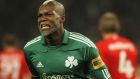 Djibril Cisse of Panathinaikos FC during the Greek Super League match against Olympiacos in Athens Saturday Oct. 30, 2010. (AP Photo/Dimitri Messinis)