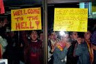 Galatasaray fans welcome Manchester United players and officials to Istanbul at Ataturk Airport