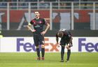 AC Milan's Leonardo Bonucci, left, reacts with disappointment after scoring an own-goal during the Europa League group D soccer match between AC Milan and Austria Wien, at the San Siro stadium in Milan, Italy, Thursday, Nov. 23, 2017. (AP Photo/Antonio Calanni)