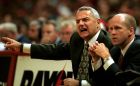 Wisconsin coach Dick Bennett, left, directs his team during the first half against Texas Tuesday, Dec. 7, 1999 in Madison, Wis. At right is assistant coach Brad Soderberg. (AP Photo/Andy Manis)