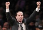 Brooklyn Nets head coach Kenny Atkinson gestures toward his players during the second half of an NBA basketball game against the Chicago Bulls, Tuesday, Jan. 29, 2019, in New York. The Nets defeated the Bulls 122-117. (AP Photo/Kathy Willens)