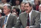 FILE - In this May 18, 1995, file photo, Chicago Bulls coach Phil Jackson argues a call against his team, as he sits next to assistant coach Tex Winter during the second quarter of an NBA basketball playoff game against the Orlando Magic in Chicago. Winter, the innovative "Triangle Offense" pioneer who assisted Jackson on 11 NBA championship teams with the Bulls and the Los Angeles Lakers, has died. He was 96. Kansas State University said Winter died Wednesday, Oct. 10, 2018, in Manhattan, Kan. (AP Photo/Fred Jewell, File)