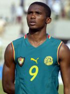 Portrait of Cameroon national soccer team forward Samuel Eto'O Fils taken 04 February 2002 in Sikasso before a quarter-final match between Cameroon and Egypt counting for the XXIIIrd African Cup of Nations Mali 2002. Cameroon is qualified for the 2002 FIFA World Cup Korea/Japan scheduled from 31 May to 30 June.    AFP PHOTO ISSOUF SANOGO  (Photo credit should read ISSOUF SANOGO/AFP/Getty Images)