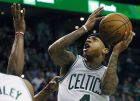 Boston Celtics' Isaiah Thomas shoots during the fourth quarter of a first-round NBA playoff basketball game against the Chicago Bulls, Sunday, April 16, 2017, in Boston. The Bulls won 106-102. (AP Photo/Michael Dwyer)