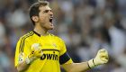 Real Madrid's goalkeeper Iker Casillas celebrates his team's second goal against Barcelona during their Spanish Supercup first leg soccer match at the Santiago Bernabeu stadium in Madrid August 14, 2011.     REUTERS/Felix Ordonez (SPAIN  - Tags: SPORT SOCCER) ORG XMIT: ACO40
