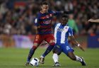 FC Barcelona's Neymar, left, duels for the ball with Espanyol's Pape Diop during a Copa del Rey soccer match at the Camp Nou stadium in Barcelona, Spain, Wednesday, Jan. 6, 2016. (AP Photo/Manu Fernandez)