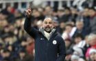 Manchester City manager Pep Guardiola gestures on the sideline during a English Premier League soccer match against Newcastle United at St James' Park in Newcastle, England, Tuesday Jan. 29, 2019. (Richard Sellers/PA via AP)