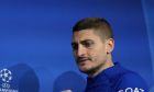 PSG's Marco Verratti arrives for a news conference in Munich, Germany, Tuesday, March 7, 2023 prior to the Champions League group round of 16 second leg soccer match between Bayern Munich and Paris Saint Germain. Bayern will face PSG on Wednesday, March 8, 2023. (AP Photo/Matthias Schrader)