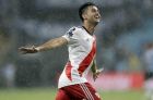 Gonzalo Martinez of Argentina's River Plate celebrates after scoring his side's second goal against Brazil's Gremio during a semifinal second leg match of the Copa Libertadores in Porto Alegre, Brazil, Tuesday, Oct. 30, 2018. River defeated Gremio and advanced to the final. (AP Photo/Andre Penner)