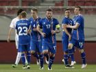 Football Soccer - Greece v Iceland - International Friendly - Georgios Karaiskakis stadium, Athens, Greece - 29/03/16. Iceland's players celebrate their goal against Greece. REUTERS/Alkis Konstantinidis 
Picture Supplied by Action Images