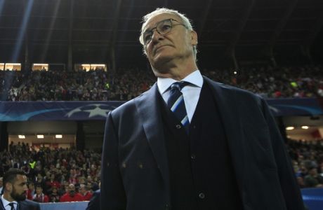 Leicester manager Claudio Ranieri stands pitch side ahead of the Champions League round of 16 soccer match between Sevilla and Leicester City at the Ramon Sanchez-Pizjuan stadium in Seville, Spain, Wednesday, Feb. 22, 2017. (AP Photo/Miguel Morenatti)