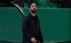 Sporting's head coach Ruben Amorim watches the stadium board during the Europa League playoff second leg soccer match between Sporting CP and Young Boys at the Alvalade stadium in Lisbon, Thursday, Feb. 22, 2024. (AP Photo/Armando Franca)