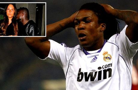 Real Madrid's Royston Drenthe reacts during the Champions League round of 16 soccer match between AS Roma and Real Madrid at Rome's Olympic Stadium, Tuesday Feb. 19, 2008. AS Roma won 2-1. (AP Photo/Alessandra Tarantino)