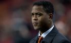 Assistant coach Patrick Kluivert of The Netherlands watches players ahead of the Group D world cup qualifying soccer match Netherlands against Estonia at ArenA stadium in Amsterdam, Netherlands, Friday March 22, 2013. (AP Photo/Peter Dejong)