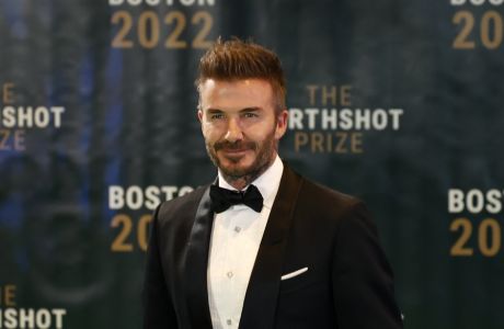Former soccer player David Beckham arrives for the second annual Earthshot Prize Awards Ceremony at the MGM Music Hall, Friday, Dec. 2, 2022, in Boston. (AP Photo/Mary Schwalm)