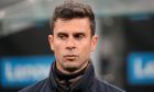 Spezia's head coach Thiago Motta arrives prior to the start of the Serie A soccer match between Inter Milan and Spezia at the San Siro Stadium, in Milan, Italy, Wednesday, Dec. 1, 2021. (AP Photo/Luca Bruno)