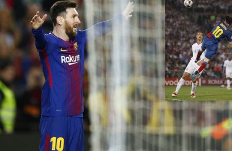 FC Barcelona's Lionel Messi celebrates after scoring during the Spanish La Liga soccer match between FC Barcelona and Leganes at the Camp Nou stadium in Barcelona, Spain, Saturday, April 7, 2018. (AP Photo/Manu Fernandez)