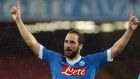 NAPLES, ITALY - MAY 02:  Gonzalo Higuain of Napoli celebrates after scoring his team's second goal during the Serie A match between SSC Napoli and Atalanta BC at Stadio San Paolo on May 1, 2016 in Naples, Italy.  (Photo by Maurizio Lagana/Getty Images)