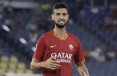Roma's Javier Pastore during a Serie A soccer match between Roma and Sassuolo, in Rome, Sunday, Sept. 15, 2019. (AP Photo/Gregorio Borgia)