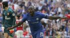 Chelsea's Victor Moses celebrates after scoring his side's first goal during the English Community Shield soccer match between Arsenal and Chelsea at Wembley Stadium in London, Sunday, Aug. 6, 2017. (AP Photo/Frank Augstein)
