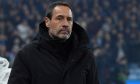 Ajax's head coach John van't Schip walks to the dug out prior to the start of the the Europa Conference League round of 16 second leg soccer match between Aston Villa and Ajax at Villa Park in Birmingham, England, Thursday, March 14, 2024. (AP Photo/Rui Vieira)