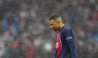 PSG's Kylian Mbappe leaves the pitch during the French League One soccer match between Marseille and Paris at the Velodrome stadium in Marseille, south of France, Sunday, March 31, 2024. (AP Photo/Daniel Cole)
