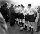The Earl of Athlone meets members of the England team, he is shaking hands with George Robb.