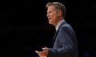 Nov 4, 2016; Los Angeles, CA, USA; Golden State Warriors head coach Steve Kerr reacts during the first quarter against the Los Angeles Lakers at Staples Center. Mandatory Credit: Kelvin Kuo-USA TODAY Sports ORG XMIT: USATSI-323512 ORIG FILE ID:  20161104_kek_ak6_068.JPG