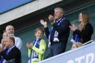 Chelsea FC owner Roman Abramovich, center, applauds at the end of the English Premier League last round soccer match between Chelsea and Sunderland at Stamford Bridge stadium in London, Sunday, May 21, 2017. (AP Photo/Kirsty Wigglesworth)