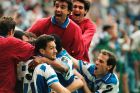 Οι παίκτες της Ντεπορτίβο πανηγυρίζουν την κατάκτηση του Κυπέλλου (27/6/1995