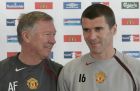 Manchester United manager Sir Alex Ferguson, left, and captain Roy Keane wait to answer questions from reporters at the team's Carrington training ground as the team prepare for their FA Cup final against Arsenal this Saturday, Manchester, England, Wednesday May 18, 2005. (AP Photo/Jon Super) 