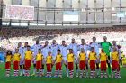RIO DE JANEIRO, BRAZIL - JULY 13:  Germany players line up for the national anthem prior to the 2014 FIFA World Cup Brazil Final match between Germany and Argentina at Maracana on July 13, 2014 in Rio de Janeiro, Brazil.  (Photo by Alex Livesey - FIFA/FIFA via Getty Images)