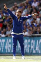 Chelsea's team manager Antonio Conte shouts from the side line during the English Community Shield soccer match between Arsenal and Chelsea at Wembley Stadium in London, Sunday, Aug. 6, 2017. (AP Photo/Kirsty Wigglesworth)