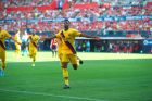 Ο Ανσού Φατί πετυχαίνει το πρώτο του γκολ με τη φανέλα της Μπαρτσελόνα απέναντι στην Οσασούνα και πανηγυρίζει (31/8/2019).