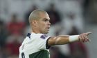 Portugal's Pepe gestures during the World Cup quarterfinal soccer match between Morocco and Portugal, at Al Thumama Stadium in Doha, Qatar, Saturday, Dec. 10, 2022. (AP Photo/Ricardo Mazalan)