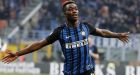 Inter Milan's Yann Karamoh celebrates after scoring his side's second goal during the Serie A soccer match between Inter Milan and Bologna at the San Siro stadium in Milan, Italy, Sunday, Feb. 11, 2018. (AP Photo/Antonio Calanni)
