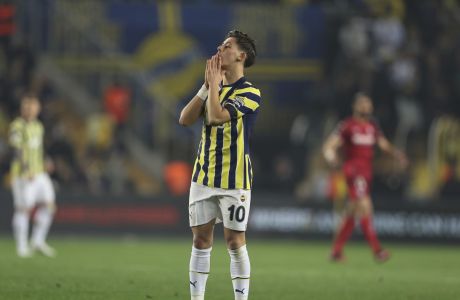 Fenerbahce's Arda Guler reacts during the Europa League round of 16 second leg soccer match between Fenerbahce and Sevilla at Sukru Saracoglu stadium in Istanbul, Turkey, Thursday, March 16, 2023. (AP Photo)