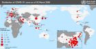 Ο χάρτης του Παγκόσμιου Οργανισμού Υγείας με τα κρούσματα του κορονοϊού