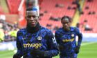 Chelsea's Nicolas Jackson warms up prior to the English Premier League soccer match between Sheffield United and Chelsea at Bramall Lane stadium in Sheffield, England, Sunday, April 7, 2024. (AP Photo/Rui Vieira)